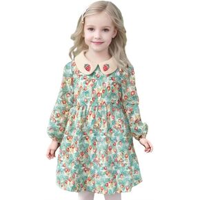 Little Bitty Toddler Fall Dress Long Sleeve Ruffled Casual Girls Boho Dress for Birthday Party & Holiday for 2-7 Years in Kuwait