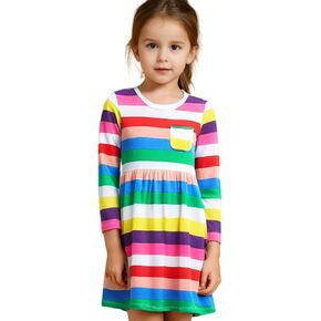 Little Bitty Toddler Fall Dress Long Sleeve Ruffled Casual Girls Boho Dress for Birthday Party & Holiday for 2-7 Years