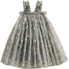 Toddler Baby Girls Princess Dress 3D Butterfly Floral Embroidery Tutu Dress Layered Ruffle Tulle Fairy Dress