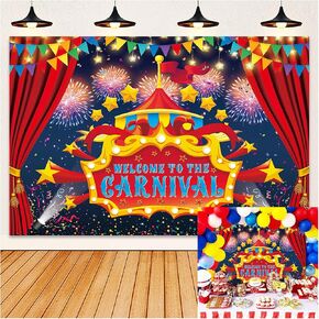 Welcome to The Carnival Backdrop Circus Carnival Banner Photo Background Circus Tent Carnival Games Birthday Party Backdrop 7x5ft Carnival Backdrop for Kid Baby Shower