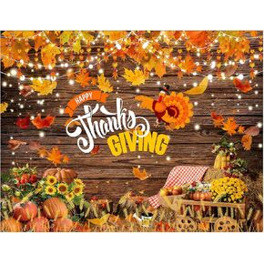 YYNXSY Thanksgiving Backdrop Fall Backdorp Thanksgiving Turkey Pumpkin Decoration Backdrop Autumn Banner Party Backdrops 7X5FT YY-2530