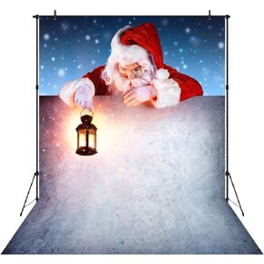 Aperture 5x7ft Christmas Santa Claus Backdrop, White Wall Snowflake Xmas Photography Background Kids Portrait Photo Studio Booth Photobooth Photographer Props Party Decoration
