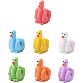 AKV Funny Mini Ducks Colorful Tiny Resin Ducks Figurine Fun Fingers Design Miniature Ducks for Hiding and Seek Prank, Little Ducks to Hide for Dollhouse Office Car Accessories Decor, H 1.06in (7PCS)