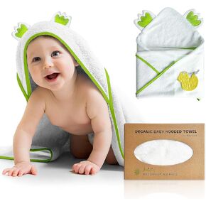Baby Hooded Towels, 30x30 inches, Absorbent, with Free Bath Sponge, White, WHG01