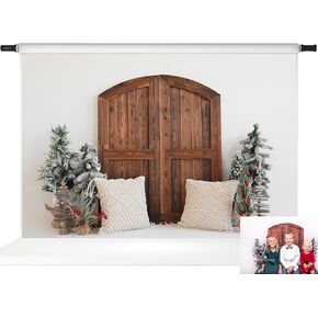 Kate Christmas Backdrop Christmas Backdrops for Photography Barn Door Photo Background, 7x5ft