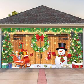 6x13ft Christmas Garage Door Cover,Christmas Tree Santa Claus Backdrop for Photography Portrait Party Decoration, Photo Studio Booth Props Decoration Supplies,Xmas Holiday Outdoor Wall Decor