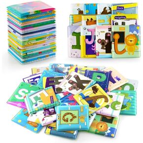 teytoy Baby Bath Books Alphabet Flash Cards Toys, 26Pcs ABC Alphabet Baby Flash Cards Early Education Preschool Learning Toy, Waterproof Soft Letter Toy for Infant Newborn Toddlers Boys Girls Gift