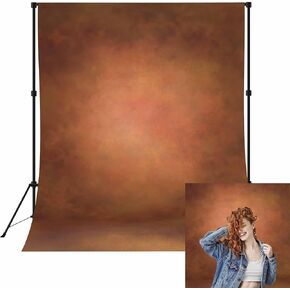 5x7ft Vintage Orange Dark Abstract Backdrop for Photography Brown Photo Backdrop Portrait Photography Background Pocket on Top for Adult Photo Studio Booth Prop Background