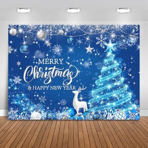 Mocsicka Merry Christmas Backdrop Sliver Merry Christmas Large Party Decirations Banner Happy New Year Backdrop Banner Christmas Xmas for Family Photo Backgorund (Silver, 7x5ft(82"x60"))