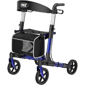 Walkers-for-Seniors-with-Seat, Lightweight Rollator Walker with Seat and Brakes, Folding Rolling Walker with Wheels, 4 Wheel Adult Walker Foldable, Bariatric Tall Walker All Terrain-2024 New