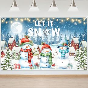Christmas Backdrop 6x4 ft Let It Snow Banner Winter Wonderland Backdrop Snowman Winter Backdrop for Photoshoot Winter Christmas Decorations