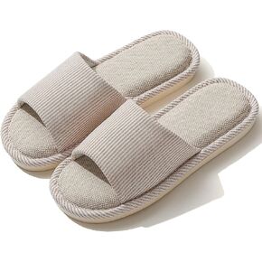 Slippers for Women Men Linen Slippers Open Toe House Shoes Summer Sandals for Indoor Outdoor