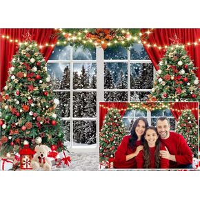 Dudaacvt 10x8ft Christmas Backdrop Christmas Window Backdrop for Photography Xmas New Year Merry Background Christmas Family Holiday Party D681