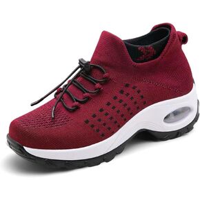 Padgene Women Walking Shoes Sock Sneakers Slip-On Breathable Mesh Trainers Women's Comfortable Casual Ladies Air Cushion Athletic Shoes Running Jogging Shoes