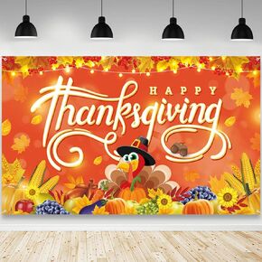 Happy Thanksgiving Backdrop Fall Pumpkin Turkey Photography Background Harvest Friendsgiving Family Thanksgiving Party Decorations Photo Studio Props 70.8 x 43.3 inch