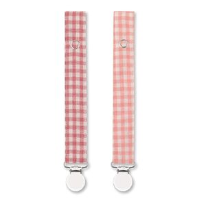 Pacifier Clip Leash Soothie Holder Unisex Plaid Button for Girl （2 Pack）