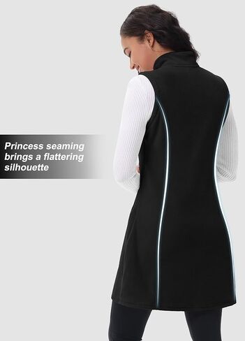 Women's Polar Fleece Dress Zip Pocket Sleeveless Tunic Sweatshirt Dress Quarter Zip Pullover Winter Outfits in Kuwait