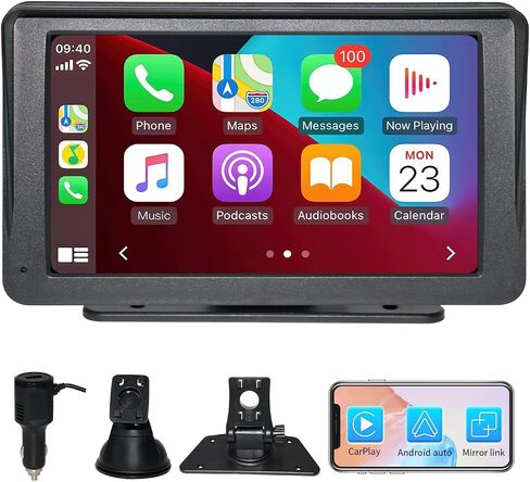10.26" Wireless Carplay Screen for Car - Compatible with Portable Apple Carplay & Android Auto, Car Play Screen with Backup Camera, Blue-Tooth, GPS Navigation, Mirror Link, Fits All Vehicles in Saudi Arabia