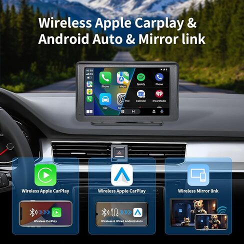 10.26" Wireless Carplay Screen for Car - Compatible with Portable Apple Carplay & Android Auto, Car Play Screen with Backup Camera, Blue-Tooth, GPS Navigation, Mirror Link, Fits All Vehicles in Saudi Arabia