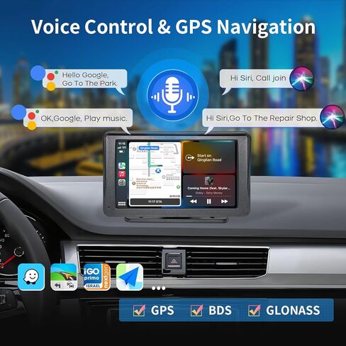 10.26" Wireless Carplay Screen for Car - Compatible with Portable Apple Carplay & Android Auto, Car Play Screen with Backup Camera, Blue-Tooth, GPS Navigation, Mirror Link, Fits All Vehicles in Saudi Arabia