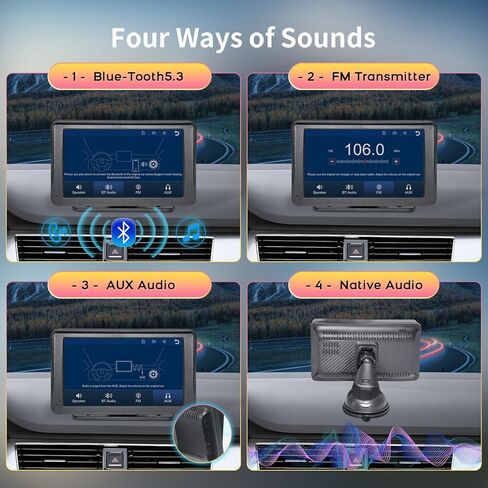 10.26" Wireless Carplay Screen for Car - Compatible with Portable Apple Carplay & Android Auto, Car Play Screen with Backup Camera, Blue-Tooth, GPS Navigation, Mirror Link, Fits All Vehicles in Saudi Arabia