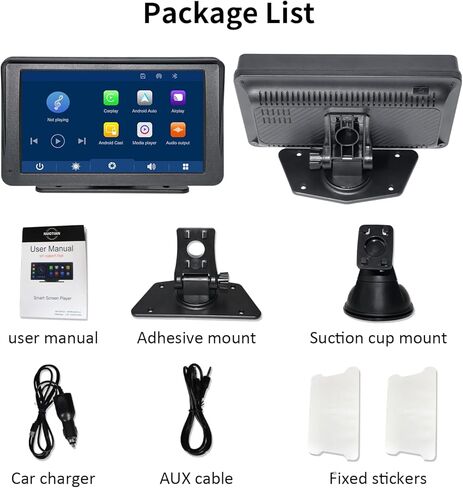 10.26" Wireless Carplay Screen for Car - Compatible with Portable Apple Carplay & Android Auto, Car Play Screen with Backup Camera, Blue-Tooth, GPS Navigation, Mirror Link, Fits All Vehicles in Saudi Arabia