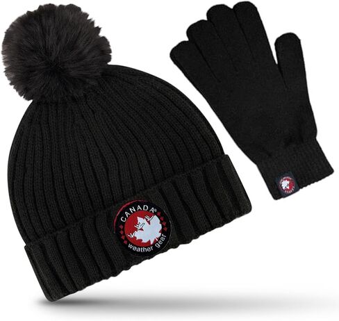 Women's Winter Hat & Gloves Set - Cozy Warm Fur Lined Beanie for Women & Snow Cap - Soft & Stretchy Beanie with Extra Warmth in Saudi Arabia