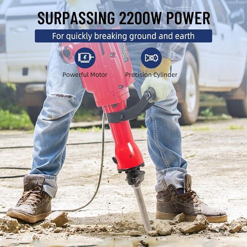 Demolition Jack Hammer with Case and Gloves - 1700W Electric, 1700 BPM, 3 Chisels Bit Chisels Bit Chipping W/Case, Gloves. in Saudi Arabia