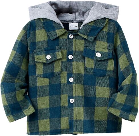 Baby Toddler Boys Long Sleeve Shirt Flannel Buffalo Plaid Shirts Button Down Jacket Top Outfit Fall Winter Clothes in Kuwait