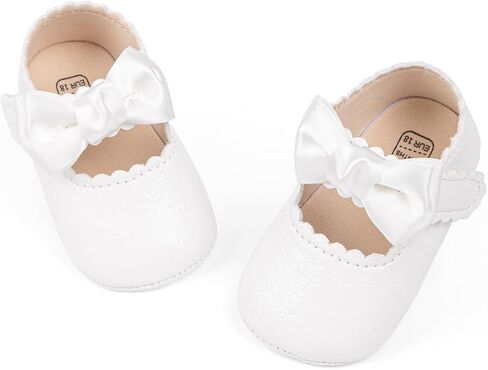 ohsofy Infant Baby Girls Mary Jane Flats Non-Slip Bowknot Princess Wedding Dress Shoes Toddler Crib Shoes in Saudi Arabia