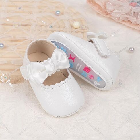 ohsofy Infant Baby Girls Mary Jane Flats Non-Slip Bowknot Princess Wedding Dress Shoes Toddler Crib Shoes in Saudi Arabia