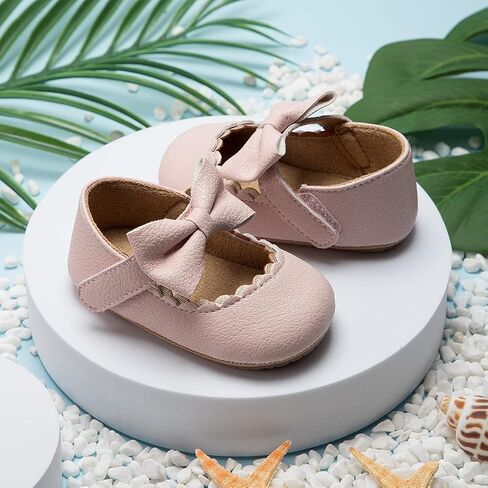 ohsofy Infant Baby Girls Mary Jane Flats Non-Slip Bowknot Princess Wedding Dress Shoes Toddler Crib Shoes in Saudi Arabia
