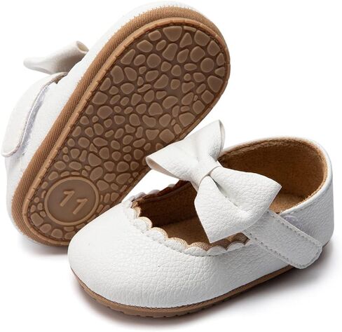 ohsofy Infant Baby Girls Mary Jane Flats Non-Slip Bowknot Princess Wedding Dress Shoes Toddler Crib Shoes in Saudi Arabia