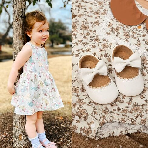 ohsofy Infant Baby Girls Mary Jane Flats Non-Slip Bowknot Princess Wedding Dress Shoes Toddler Crib Shoes in Saudi Arabia