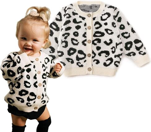 Simplee kids Baby Sweater Animal Leopard Printed Baby Cardigan for Autumn Fall… in Saudi Arabia