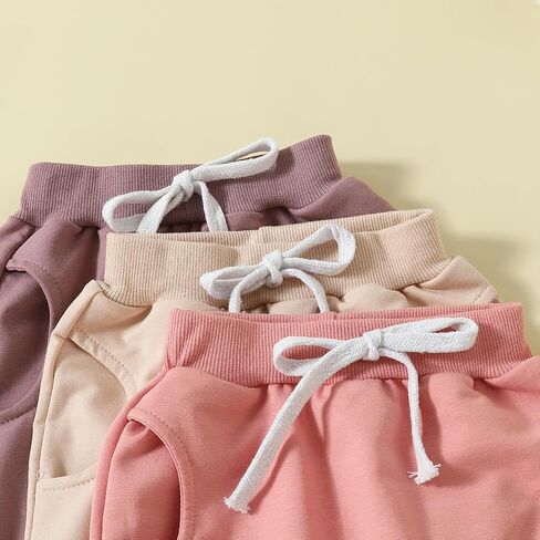 Karwuiio Toddler Baby Boys 3-Pack Pants Solid Color Elastic Waist Jogger Pants Kids Sweatpants in Saudi Arabia