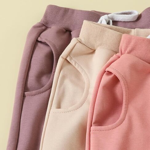 Karwuiio Toddler Baby Boys 3-Pack Pants Solid Color Elastic Waist Jogger Pants Kids Sweatpants in Saudi Arabia