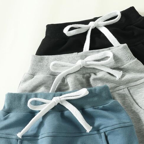 Karwuiio Toddler Baby Boys 3-Pack Pants Solid Color Elastic Waist Jogger Pants Kids Sweatpants in Saudi Arabia