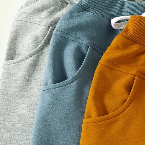 Karwuiio Toddler Baby Boys 3-Pack Pants Solid Color Elastic Waist Jogger Pants Kids Sweatpants in Kuwait