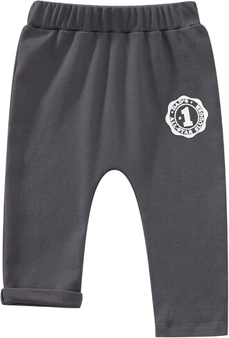 Baby Boys Cotton Pants with Slogan Print，3-Pack, 0-18 Months in Saudi Arabia