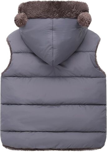 Happy Cherry Kids Hooded Down Cotton Jacket Vest Puffer Thicken Coat for Boys Girls Windproof Winter Outwear Vest 2-7 Years in Saudi Arabia