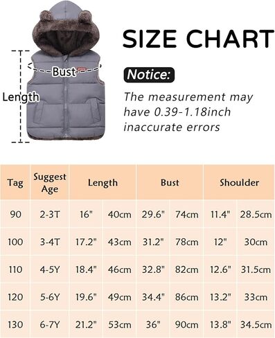 Happy Cherry Kids Hooded Down Cotton Jacket Vest Puffer Thicken Coat for Boys Girls Windproof Winter Outwear Vest 2-7 Years in Saudi Arabia