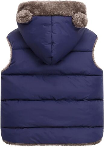 Happy Cherry Kids Hooded Down Cotton Jacket Vest Puffer Thicken Coat for Boys Girls Windproof Winter Outwear Vest 2-7 Years in Saudi Arabia
