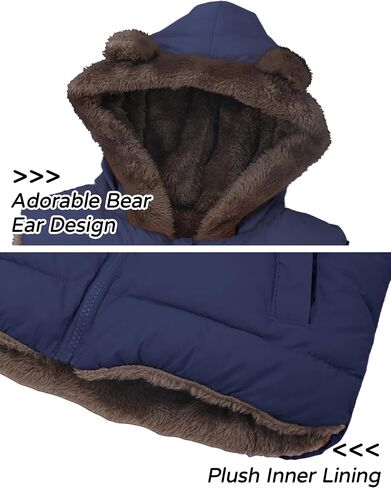 Happy Cherry Kids Hooded Down Cotton Jacket Vest Puffer Thicken Coat for Boys Girls Windproof Winter Outwear Vest 2-7 Years in Saudi Arabia