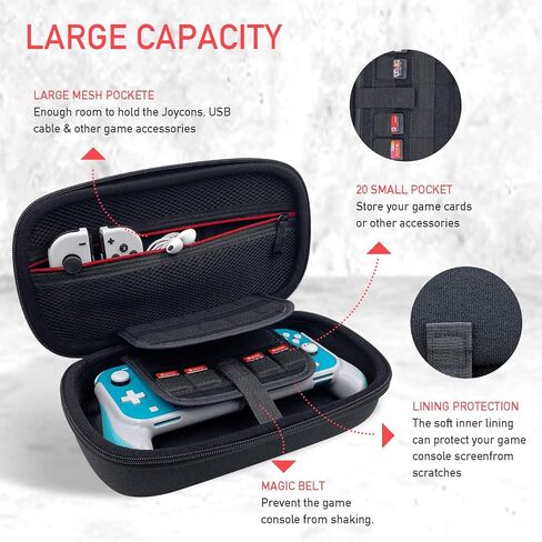 حزمة قبضة حمل مريحة متوافقة مع Nintendo Switch/Switch OLED/Switch Lite، تتضمن مجموعة الملحقات: حقيبة محمولة مريحة + حقيبة حمل in Saudi Arabia