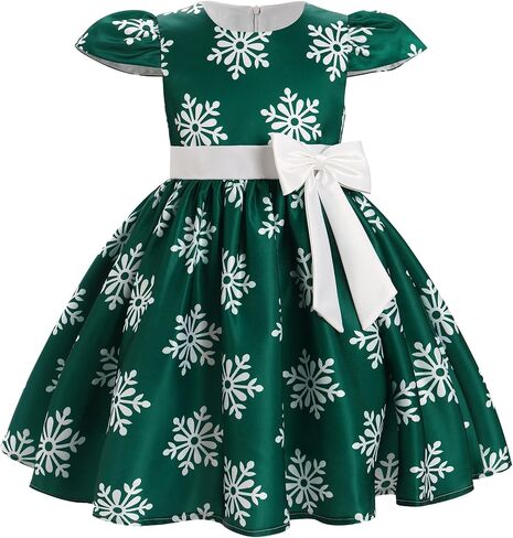 Toddler Baby Girls Christmas Snowflake Dress Bowknot Belt Xmas Party Holiday Dresses in Kuwait