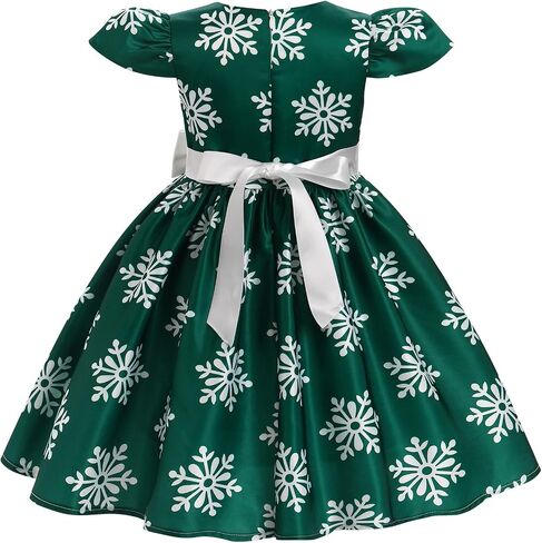 Toddler Baby Girls Christmas Snowflake Dress Bowknot Belt Xmas Party Holiday Dresses in Kuwait