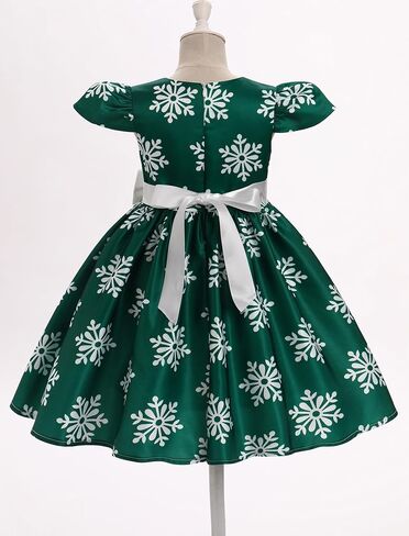 Toddler Baby Girls Christmas Snowflake Dress Bowknot Belt Xmas Party Holiday Dresses in Kuwait
