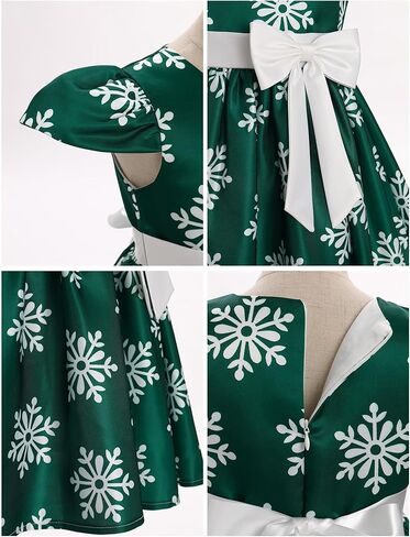 Toddler Baby Girls Christmas Snowflake Dress Bowknot Belt Xmas Party Holiday Dresses in Kuwait