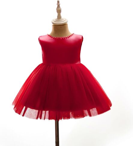 Baby Girls Formal Dress with Large Bowknot Tulle Backless Satin Party Birthday Baby Flower Girl Dresses in Saudi Arabia
